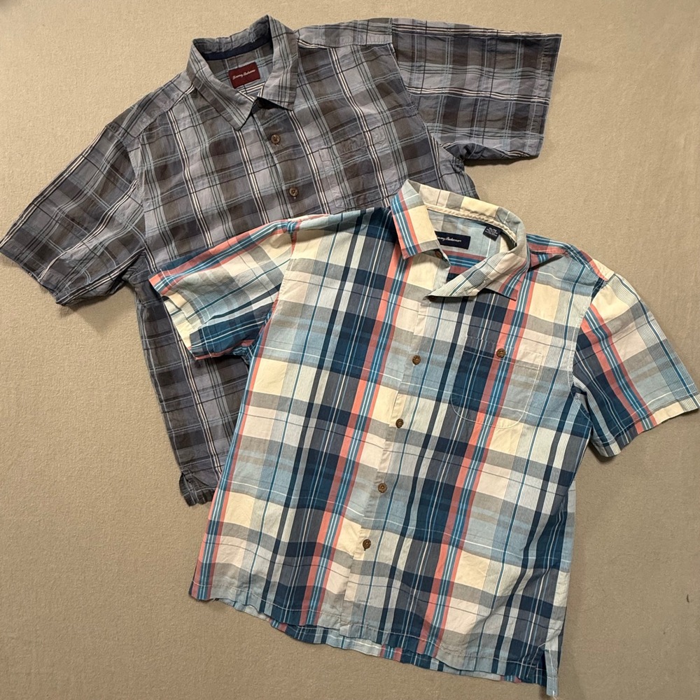 Lot of 2 Tommy Bahama Silk Casual Beach Vacation‎ Short Sleeve Shirts Men XL